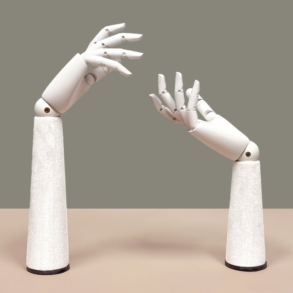 Jelimate Right Hand Wooden Mannequin – White Painted Display Hand with Velvet Wrist for Jewelry, Ring & Boutique Display
