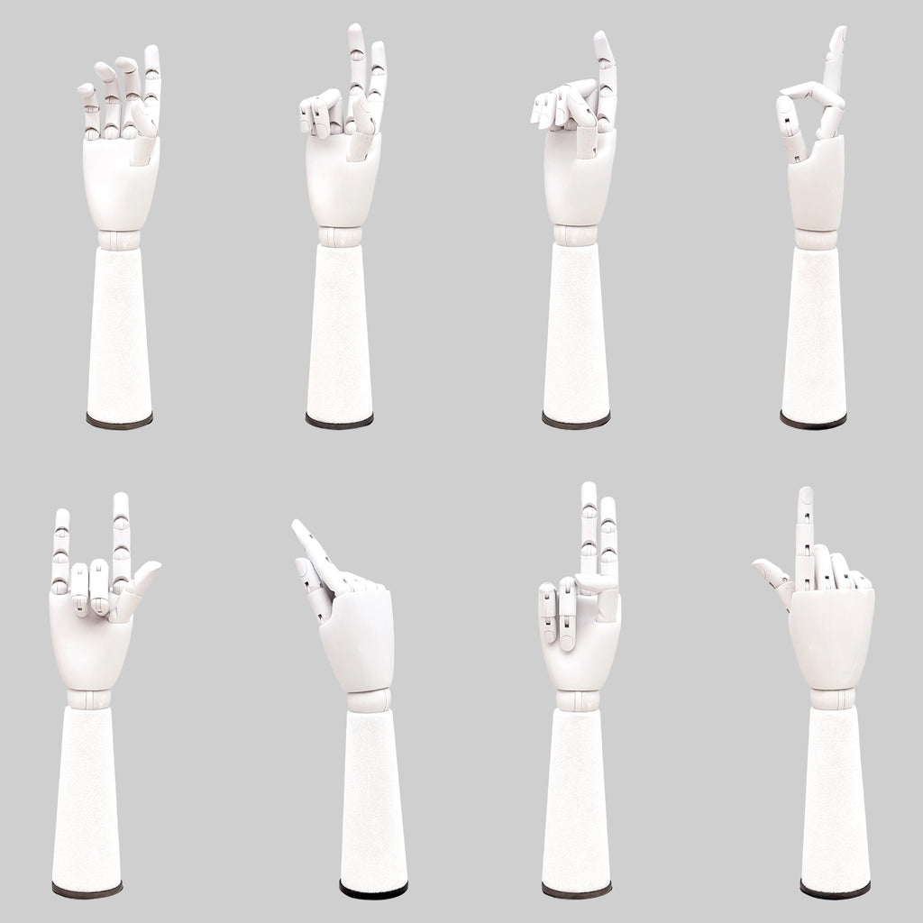 Jelimate Right Hand Wooden Mannequin – White Painted Display Hand with Velvet Wrist for Jewelry, Ring & Boutique Display