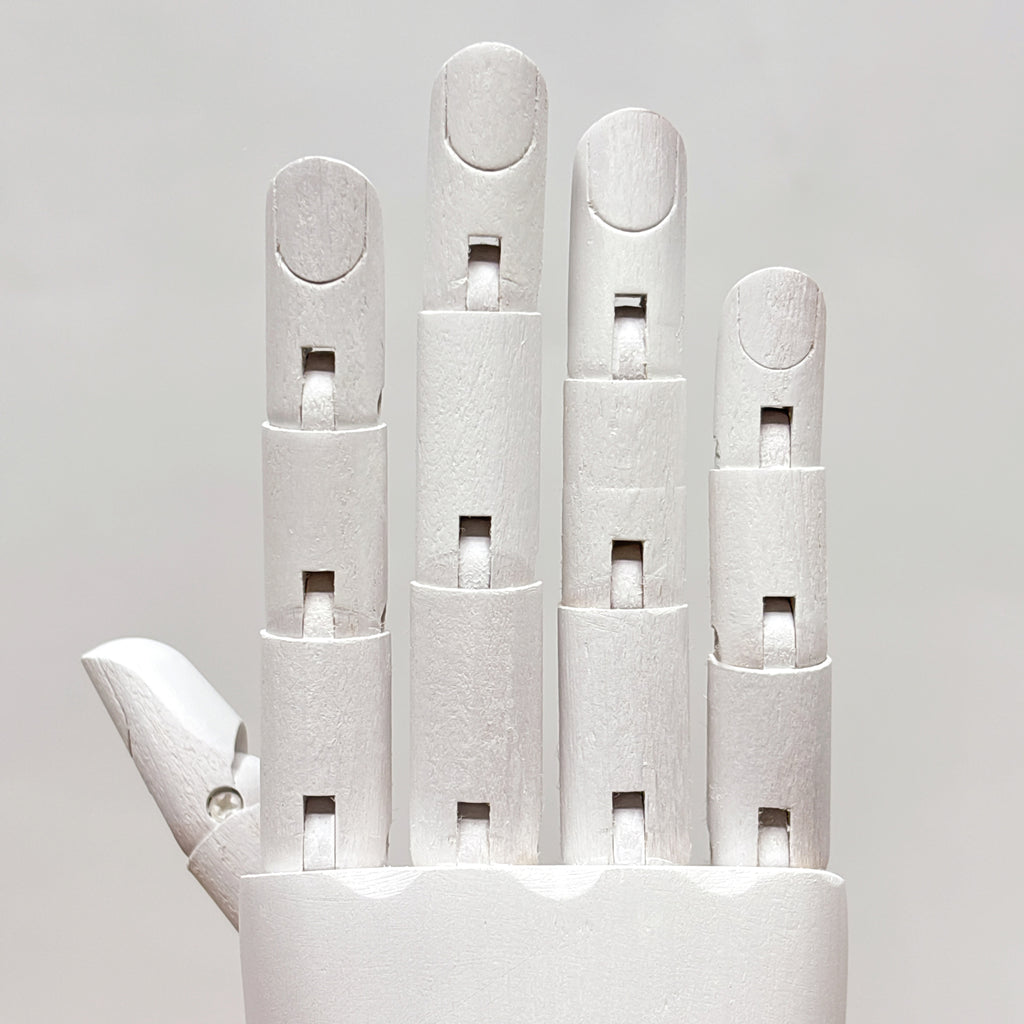 Jelimate Right Hand Wooden Mannequin – White Painted Display Hand with Velvet Wrist for Jewelry, Ring & Boutique Display
