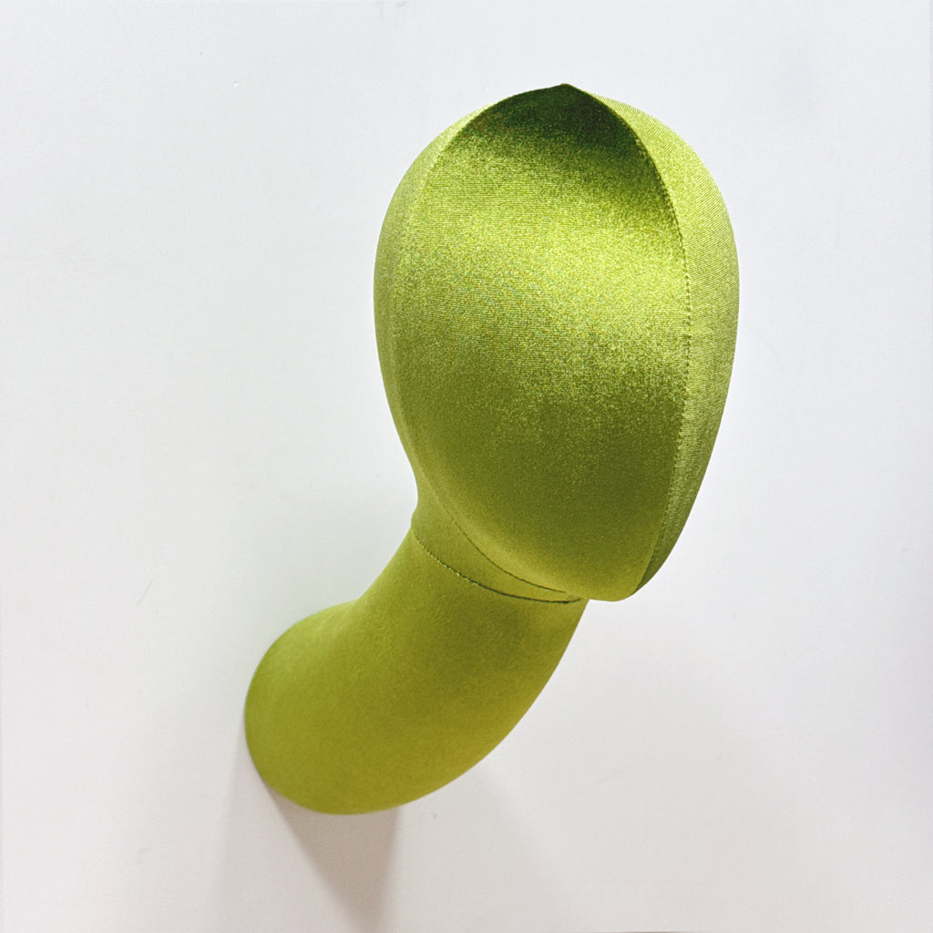 Jelimate Wall-Mounted Velvet Mannequin Head – Green & White Fiberglass Display for Wig, Hat & Scarf
