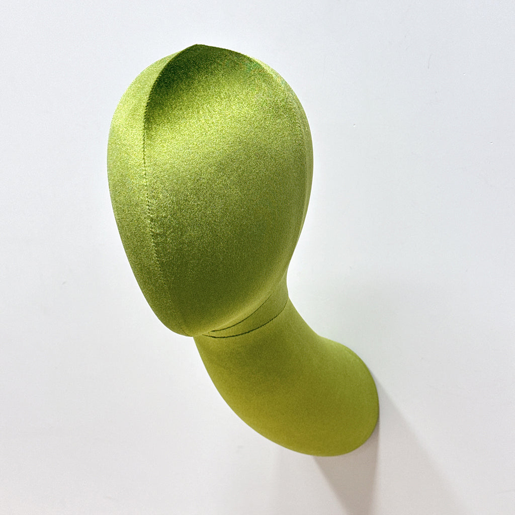 Jelimate Wall-Mounted Velvet Mannequin Head – Green & White Fiberglass Display for Wig, Hat & Scarf