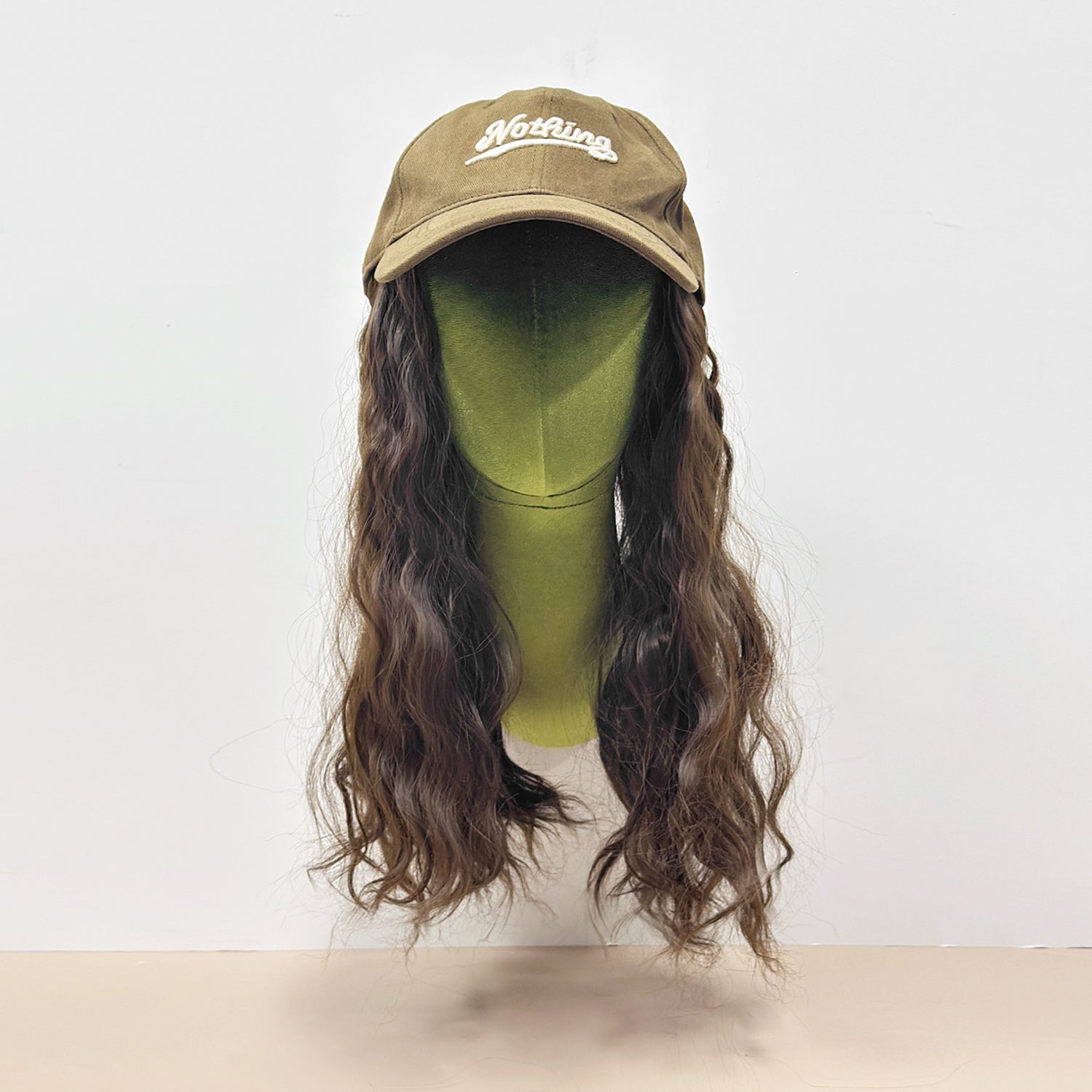 Jelimate Wall-Mounted Velvet Mannequin Head – Green & White Fiberglass Display for Wig, Hat & Scarf
