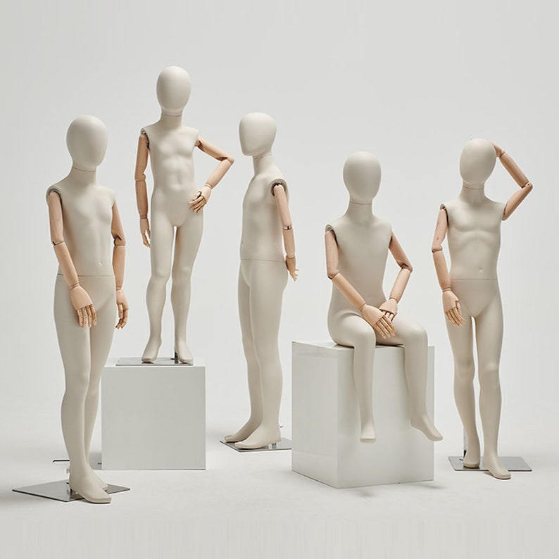 Jelimate Kid Full Body Mannequin with Wooden Arms | Standing & Sitting Child Dress Form | Clothing Store Display