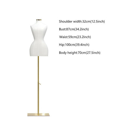 Jelimate Female Half Body Mannequin – Suede Velvet Dress Form with Gold Base, Curvy Big Hip Slim Waist Torso for Gowns, Dresses, Accessories Display