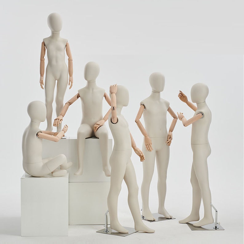 Jelimate Kid Full Body Mannequin with Wooden Arms | Standing & Sitting Child Dress Form | Clothing Store Display
