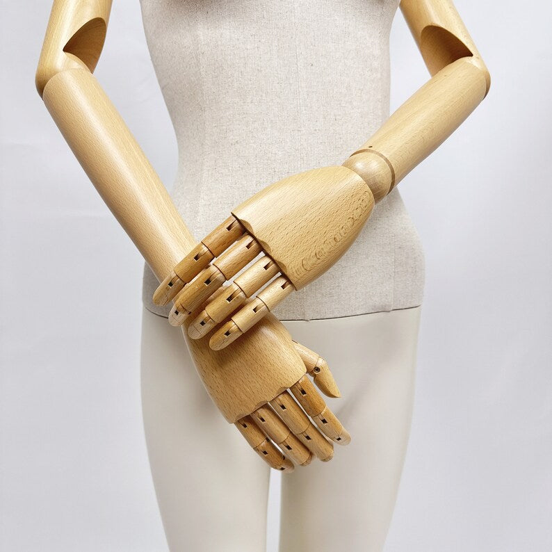 Jelimate Realistic Female Full Body Mannequin Dress Form,Upper Body Wraping Linen Fabric Bottom Painting Leg,White Beige Mannequin Female Full Body Model,Female Full Body Display Mannequin