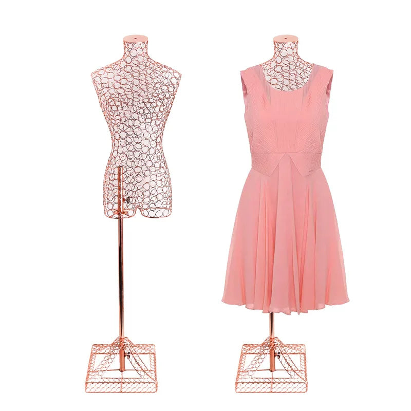 Rose Gold Wire Female Mannequin with Base | Full Body Wire Dress Form for Clothing Store Display