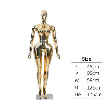 Premium Chrome Plated Female Mannequin - Full Body Display Stand for Boutique