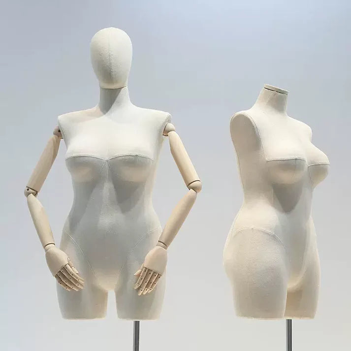 JELIMATE Premium Plus Size Female Display Mannequin | Professional Curvy Dress Form with Flexible Articulated Wood Arms