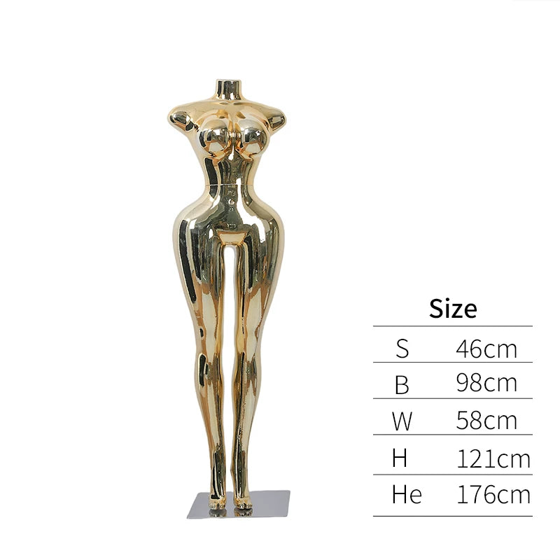 Premium Chrome Plated Female Mannequin - Full Body Display Stand for Boutique