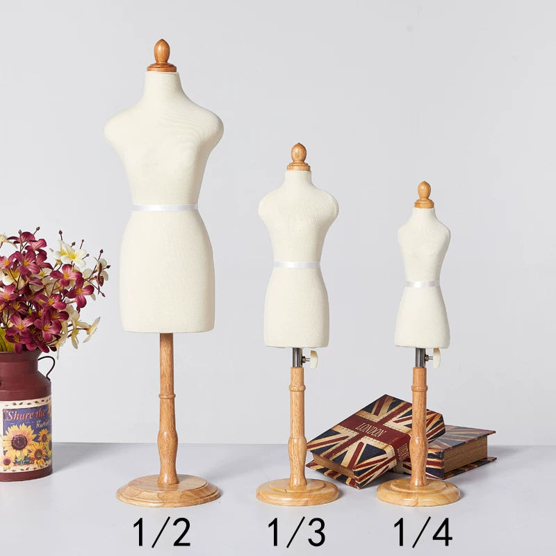 1/2 Scale Mini Female Dress Form for Draping, Fully Pinnable Small Tailor Dummy for Fashion Design & Teaching