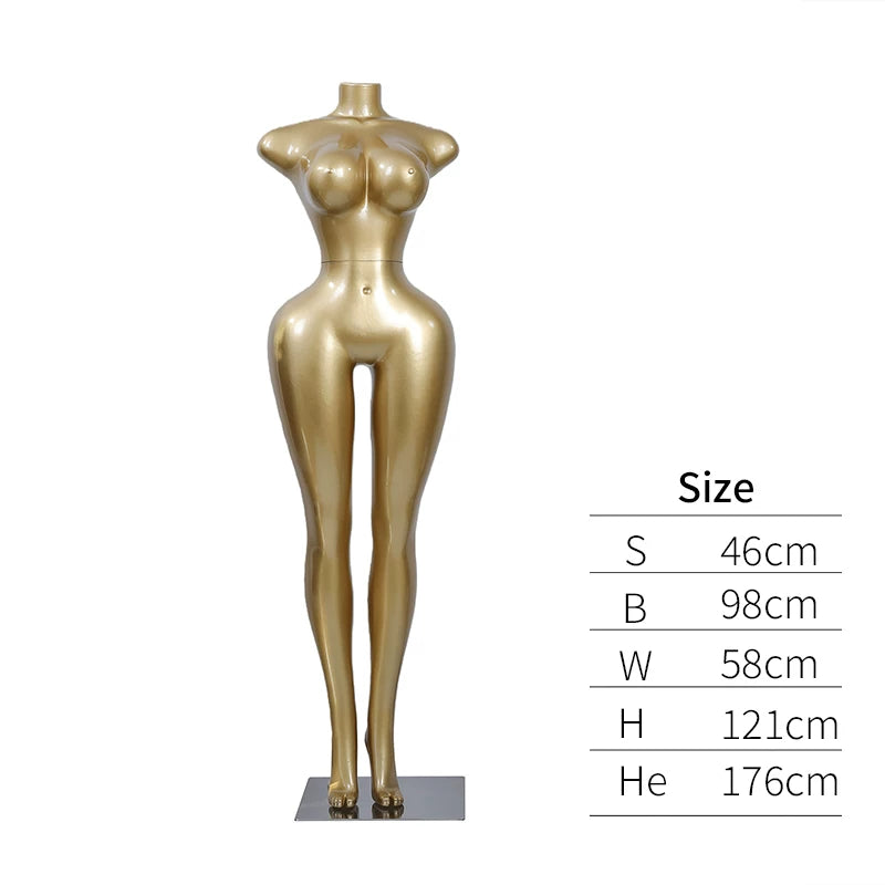 Premium Chrome Plated Female Mannequin - Full Body Display Stand for Boutique