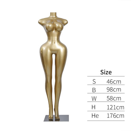 Premium Chrome Plated Female Mannequin - Full Body Display Stand for Boutique