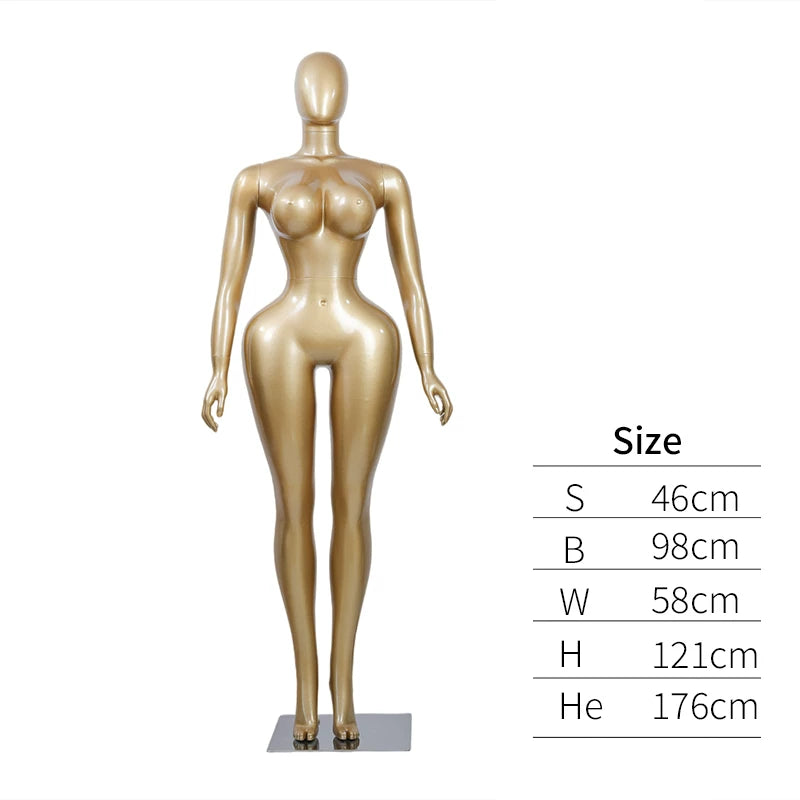 Premium Chrome Plated Female Mannequin - Full Body Display Stand for Boutique