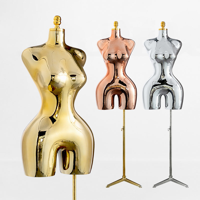 European & American Style Women's Half - Body Mannequin | Electroplated Clothing Display Prop for Shop Windows