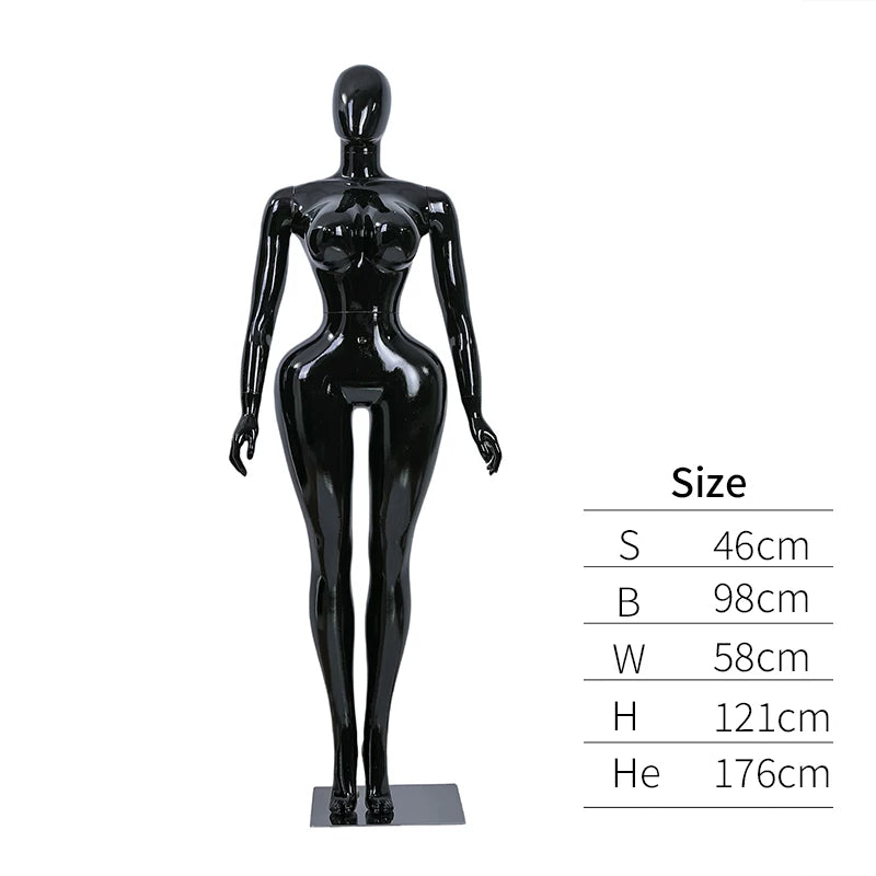Premium Chrome Plated Female Mannequin - Full Body Display Stand for Boutique