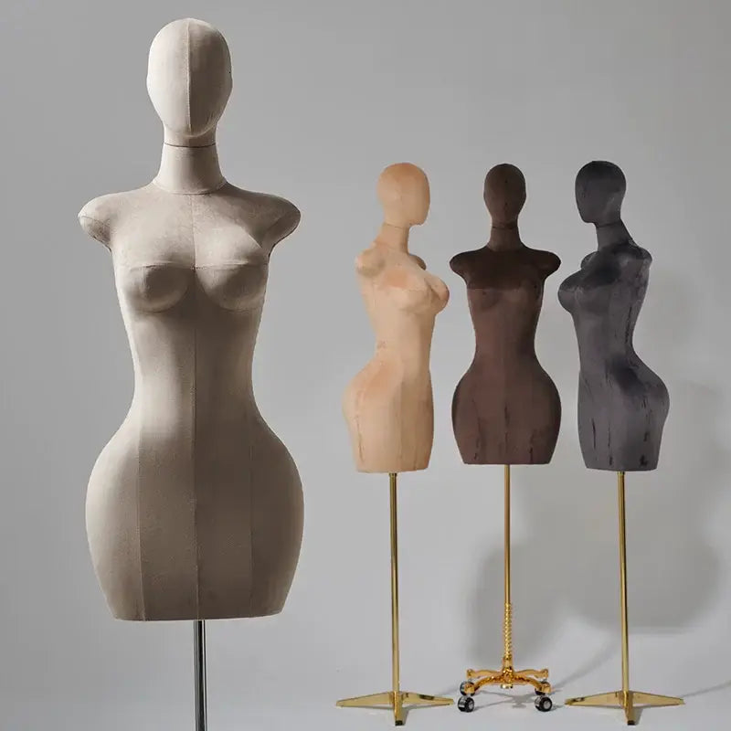 JELIMATE Plus Size Female Mannequin Half Body Dress Form | Suede Fabric Curvy Display Torso for Clothing Boutique