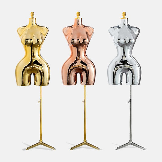 European & American Style Women's Half - Body Mannequin | Electroplated Clothing Display Prop for Shop Windows