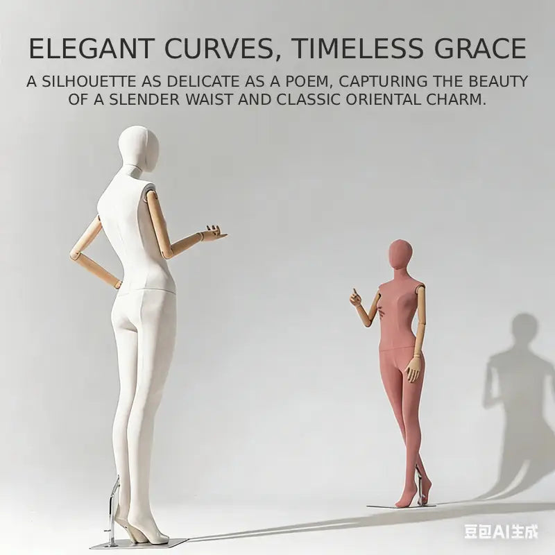 JELIMATE Luxury Female Full Body Mannequin - Colorful Velvet Dress Form with Wooden Arms for Window Display