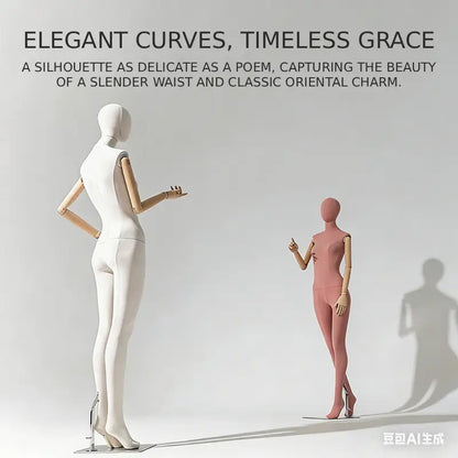 JELIMATE Luxury Female Full Body Mannequin - Colorful Velvet Dress Form with Wooden Arms for Window Display