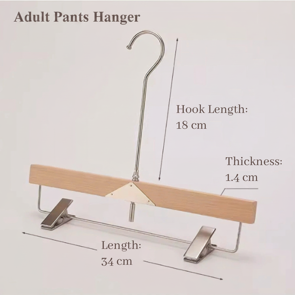 JELIMATE Premium Beech Wood Clothes Hangers – Heavy Duty Triangular Coat Hanger with Long Hook for Men & Women, Natural Wood Color, Pants & Suit Rack