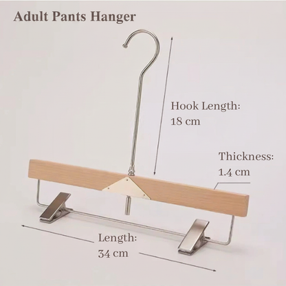 JELIMATE Premium Beech Wood Clothes Hangers – Heavy Duty Triangular Coat Hanger with Long Hook for Men & Women, Natural Wood Color, Pants & Suit Rack