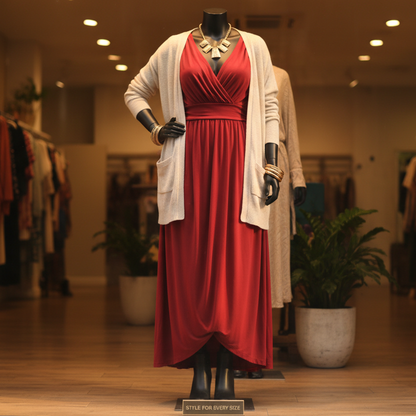 Maniquí femenino de lujo Jelimate con ventana dorada y plateada, con curvas y pechos grandes.