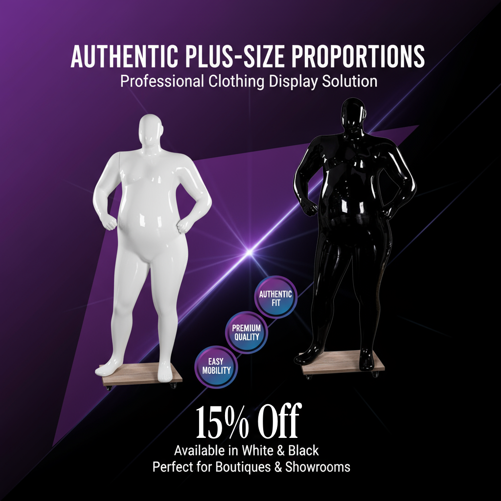 Plus Size Male Full Body Mannequin - European American Style for Large Size Clothing Display