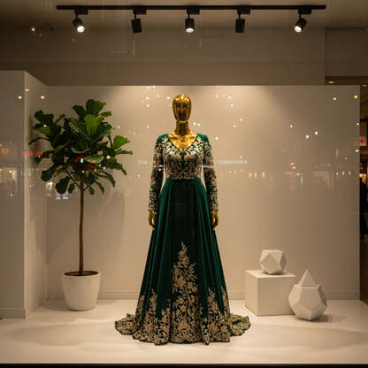 Boutique Window Display - Gold Mannequin