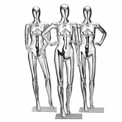 Jelimate Mirror Silver Plated Full Body Mannequin - Premium Chrome Display for Fashion Boutique & Window