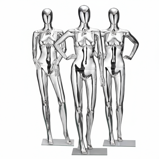 Jelimate Mirror Silver Plated Full Body Mannequin - Premium Chrome Display for Fashion Boutique & Window