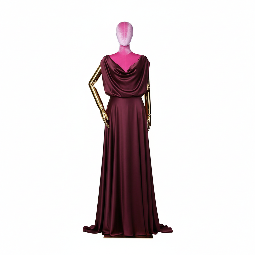 Dress form with evening gown