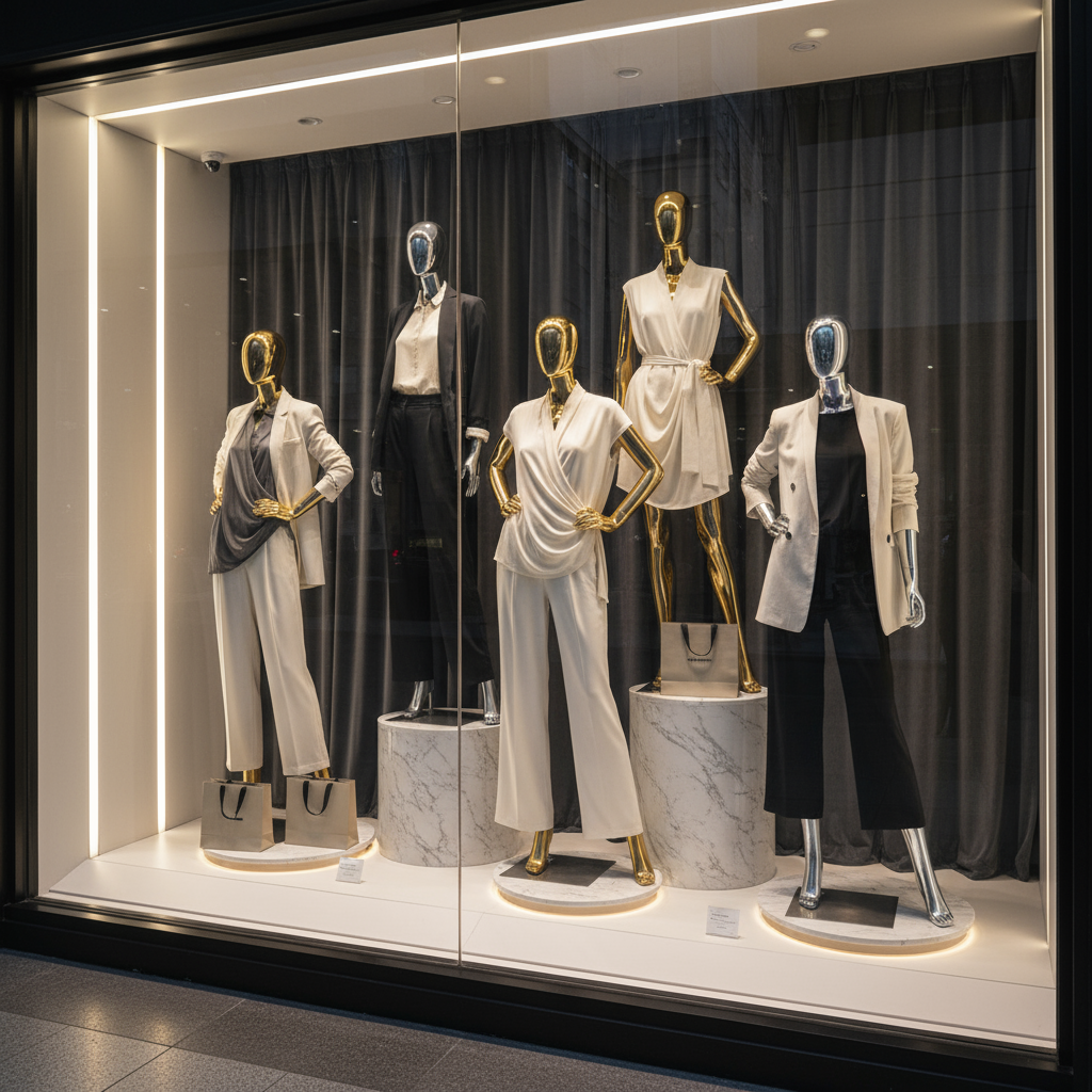 Editorial Window Display - Gold & Silver
