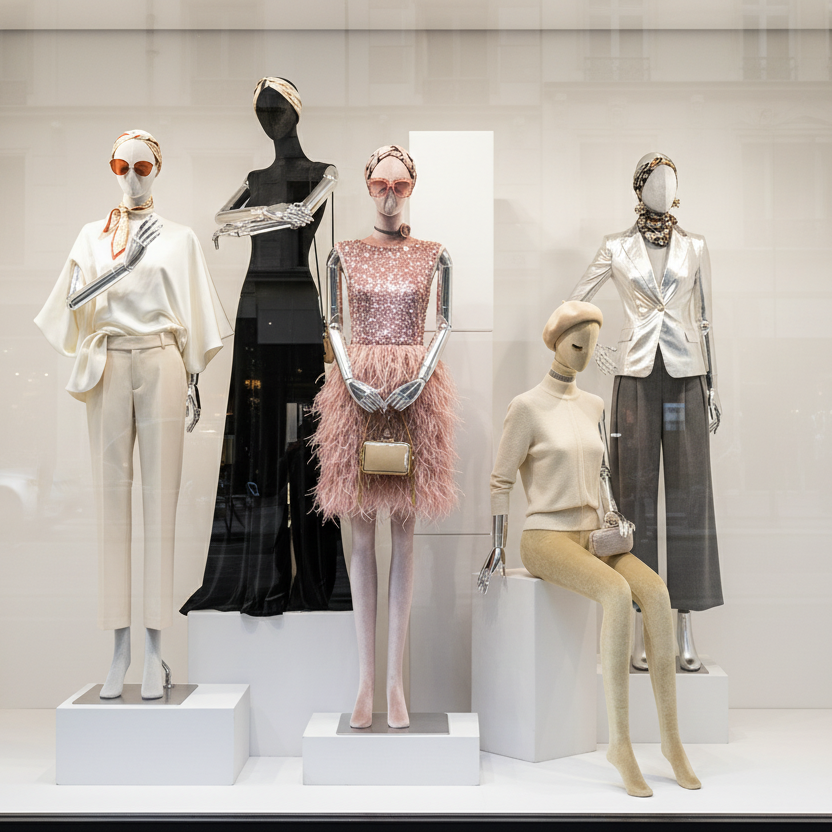 Velvet Heritage Series | Luxury Female Full Body & Torso Mannequin with Articulated Silver Plating Arms