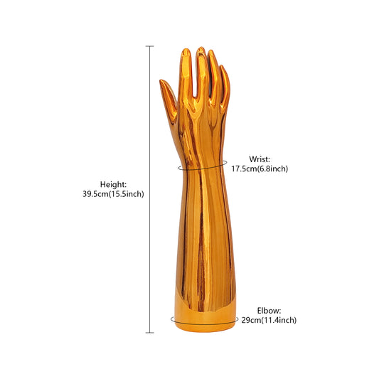 Jelimate Plated Right Hand Full Arm Mannequin – Rose Gold & Silver Jewelry, Watches, Gloves & Wristbands Display