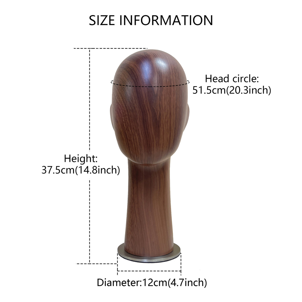 Jelimate Water Transfer Wooden Head Effect Fiberglass Mannequin Head Display,Hat Mannequin Head Dress Form,Sunglasses Headband Display Head Model Props