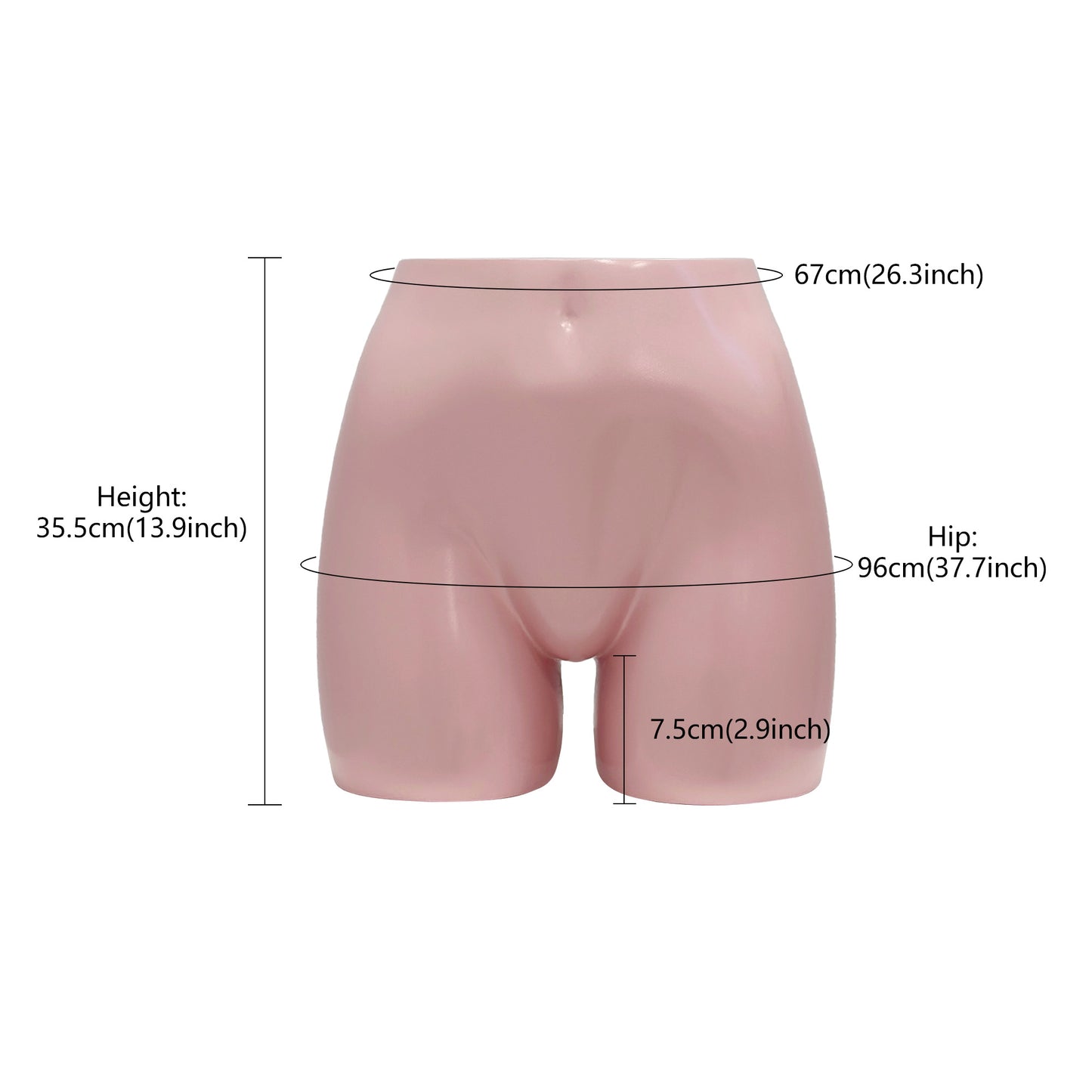 JELIMATE Female Mannequin Butt Form, Women's Half Body Shorts Display