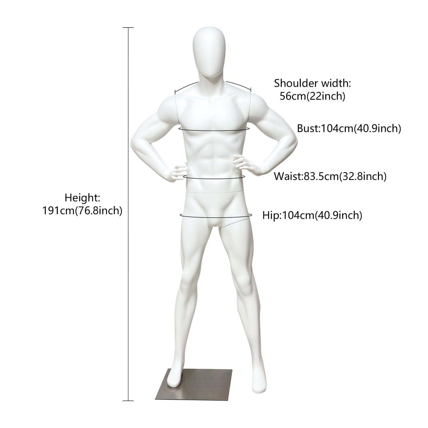 Male Athletic Mannequin - Muscular Fitness Display Mannequin with Detachable Arms and Legs for Sportswear