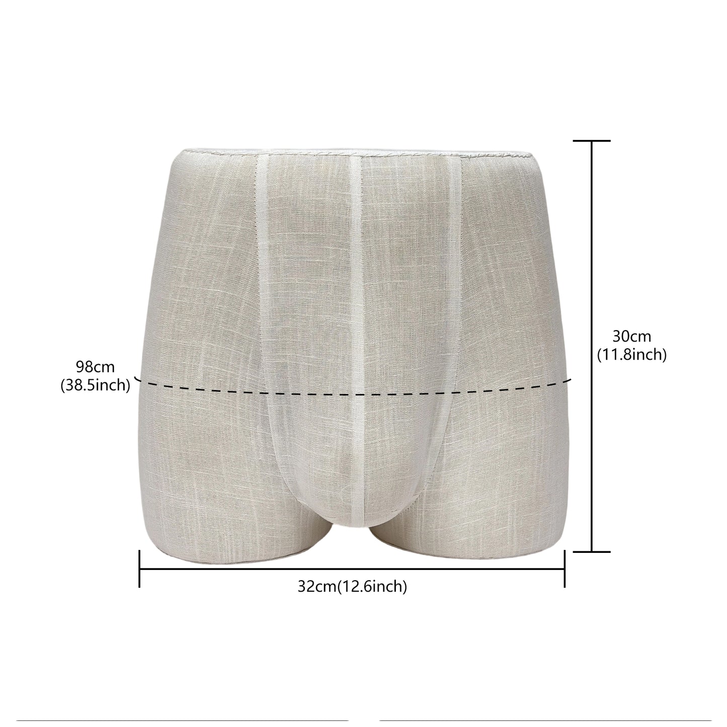 JELIMATE Male Underwear Display Mannequin Bottom – Fiberglass Butt Form with Linen Cover