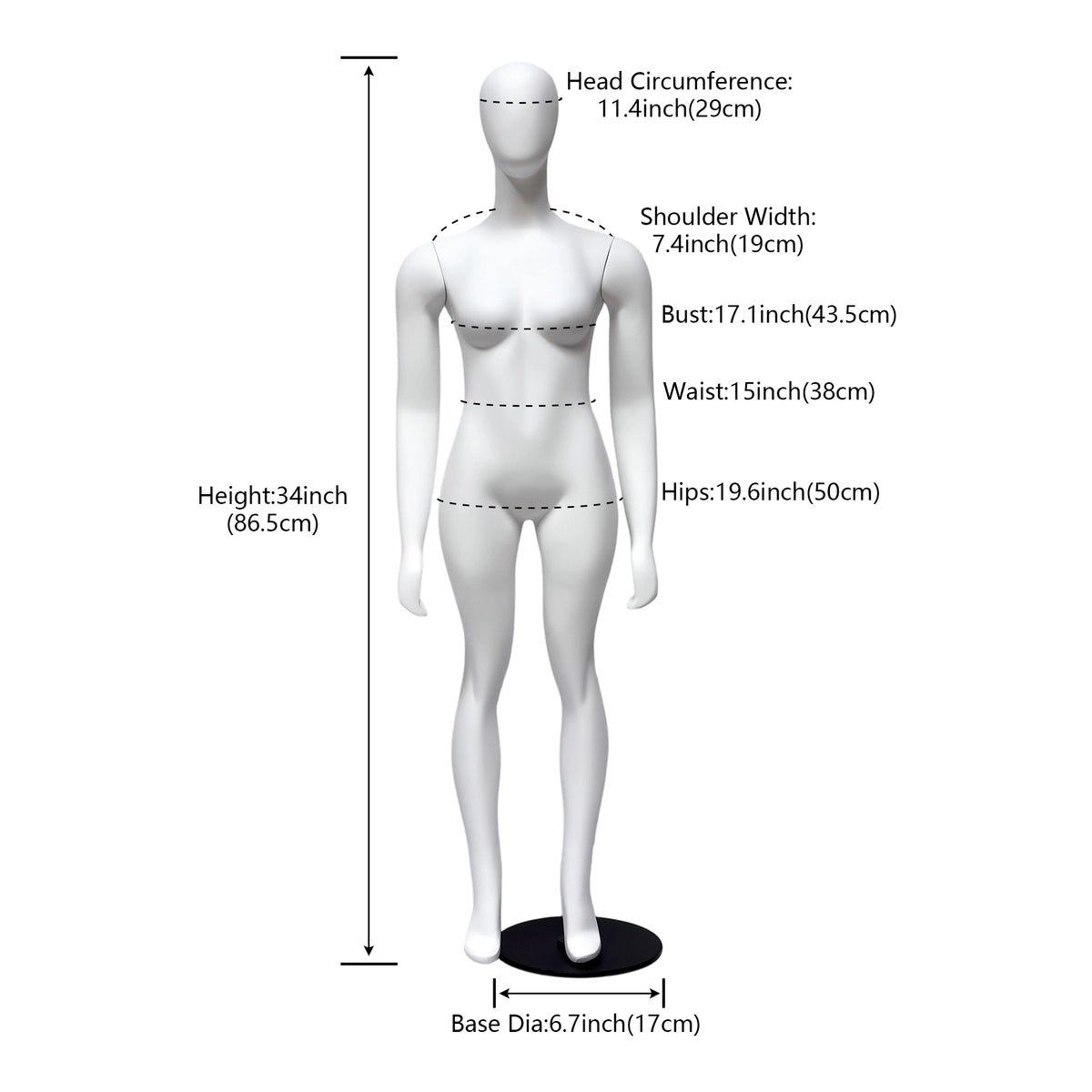 JELIMATE Half Scale Female Full Body Dress Form For Pattern  | 1/2