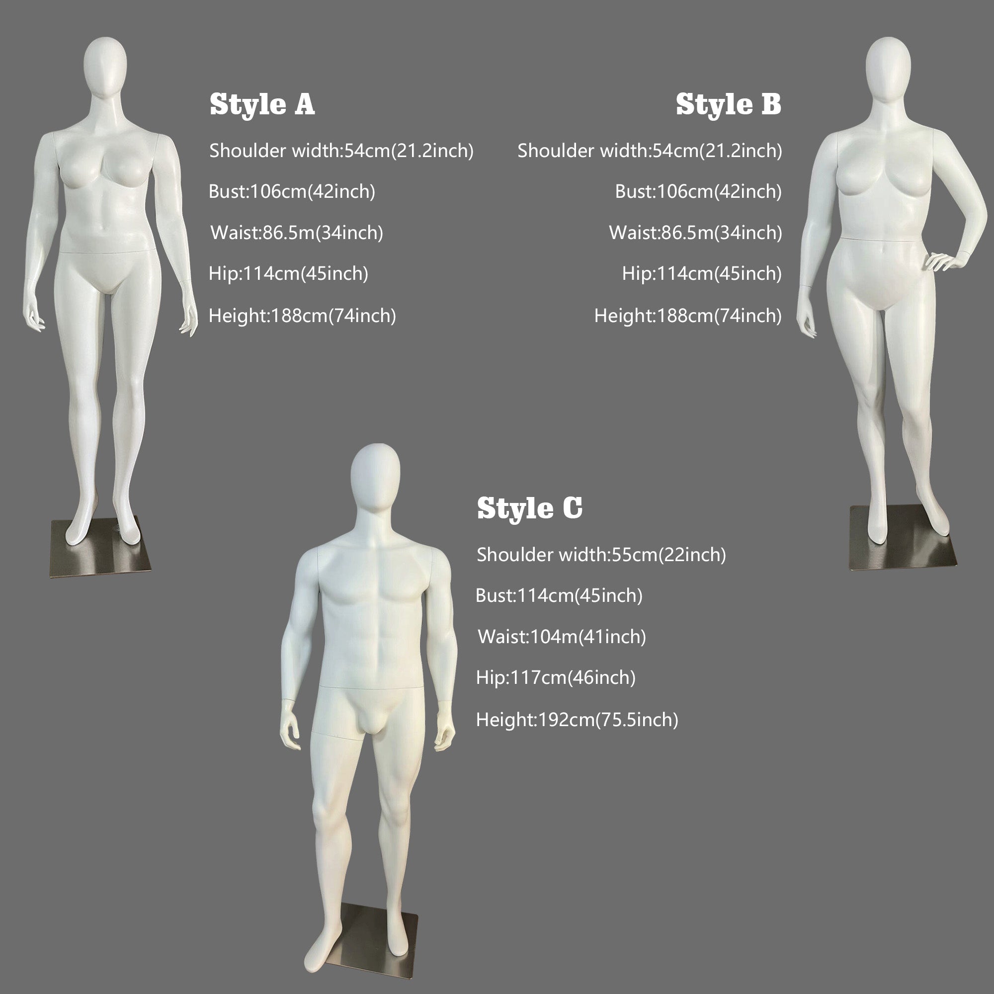 Jelimate Clothing Store Female Plus Size Mannequin Full Body,White Dress Form Male Display Mannequin Plus Size Model,Plus Size Dress Form Clothing Display Mannequin