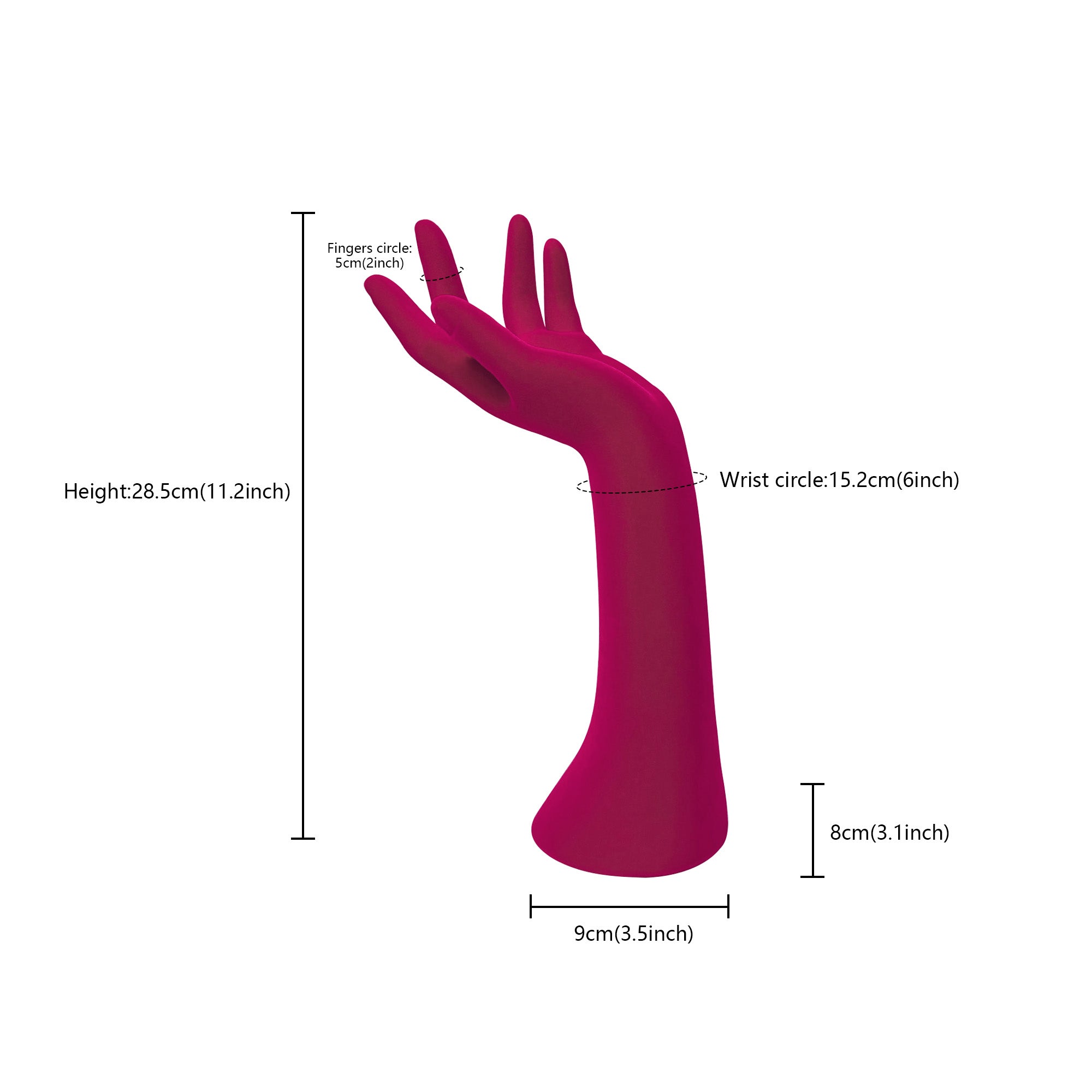 JELIMATE Luxury Colorful Velvet Mannequin Hand Display Model,Female Mannequin Hand Jewelry Display Stand,Scarf Sunglasses Necklace Ring Display Hand Dress Form