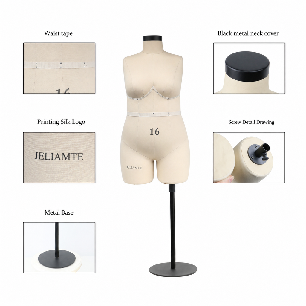 DE-LIANG Plus Size 16 Half Scale Female Dress Form for Draping & Pattern Making