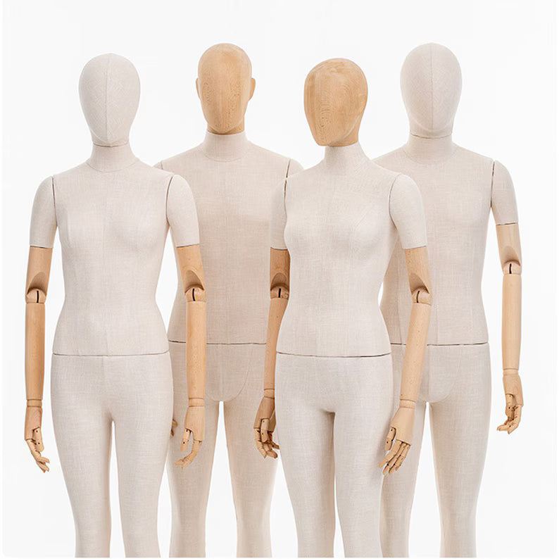 JELIMATE Fabric Mannequin (Male & Female) with Wooden Arms | for Wedding Gowns & Suit Showcase