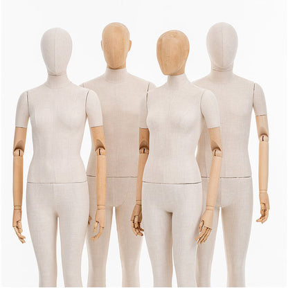 JELIMATE Fabric Mannequin (Male & Female) with Wooden Arms | for Wedding Gowns & Suit Showcase
