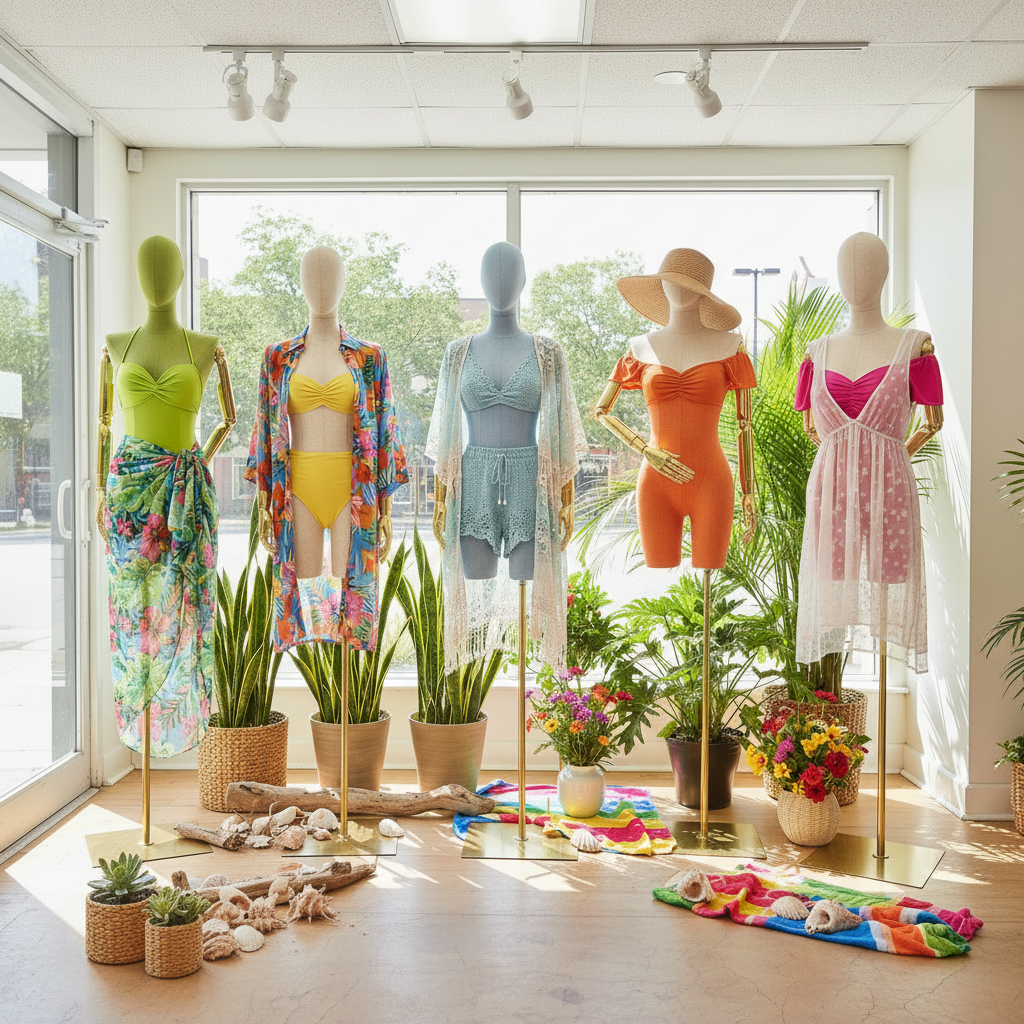 JELIMATE Linen Female Dress Form - Half Body Mannequin for Window Display