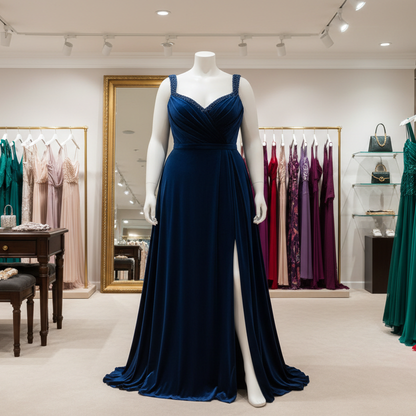 Maniquí femenino de lujo Jelimate con ventana dorada y plateada, con curvas y pechos grandes.