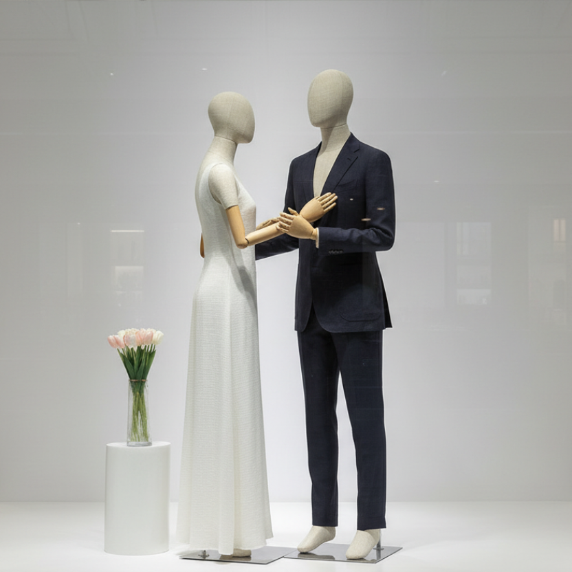 Luxury Grey Bamboo Linen Mannequin | Male & Female Full Body Display Model