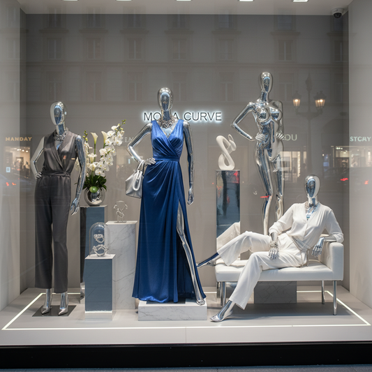 Luxury Street Window Display - Silver Mannequin