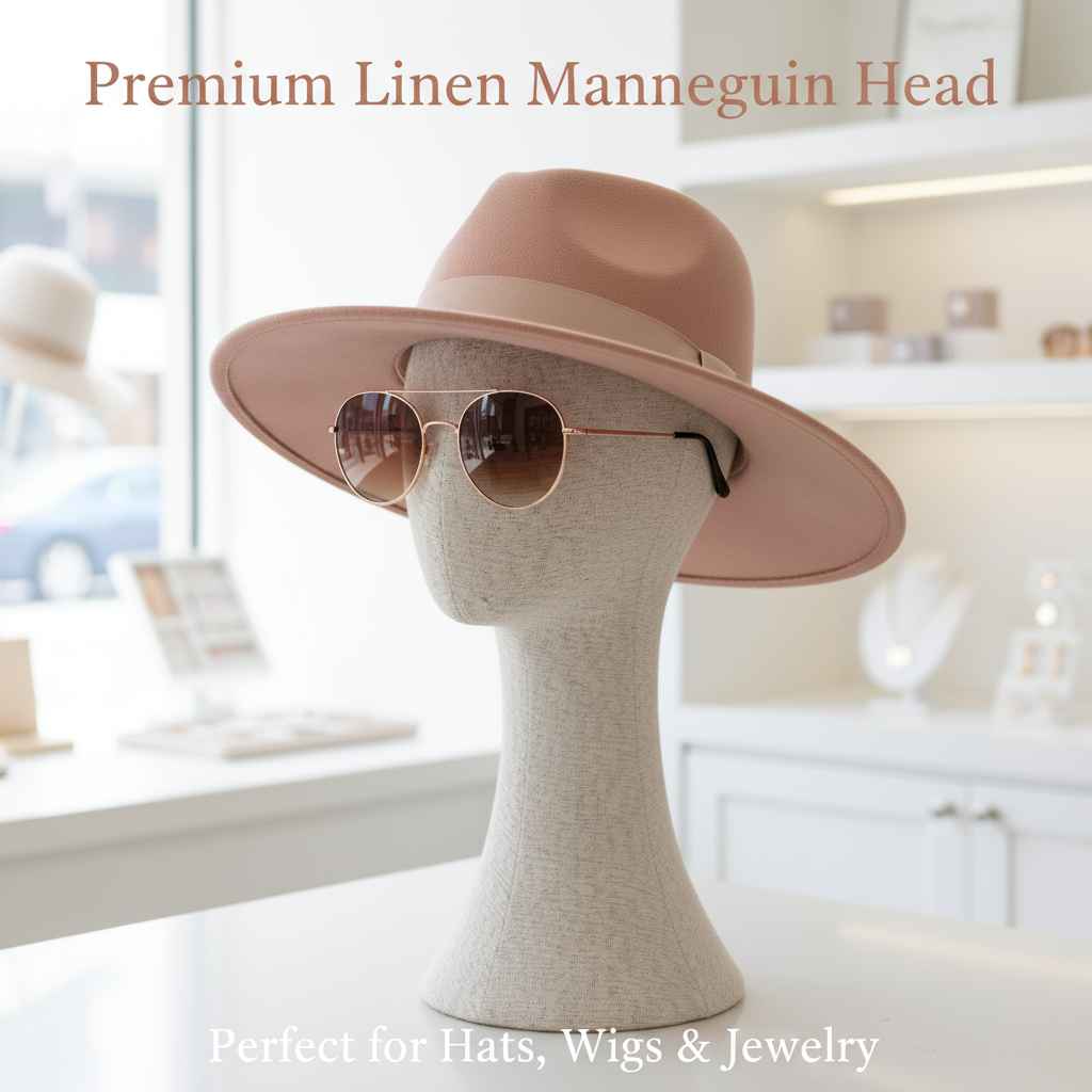 Premium Linen Mannequin Head Display